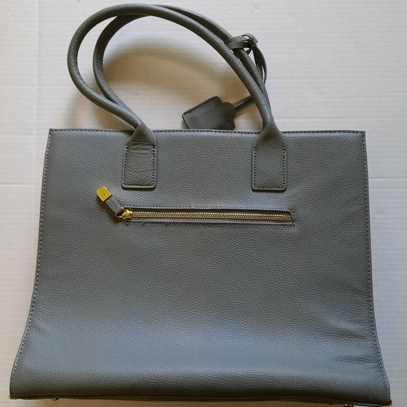 Joy and Iman Large Gray Leather Handbag, Tote - Picture 14 of 14